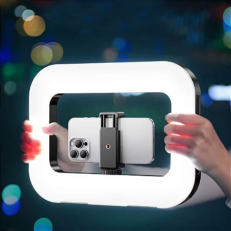 Ring Light Profissional Anel de Luz 3 Cores RGB 5000mAh Com Adaptador Celular