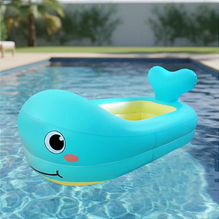 Banheira Inflável Piscina Baleia Feliz Infantil Dobrável em PVC