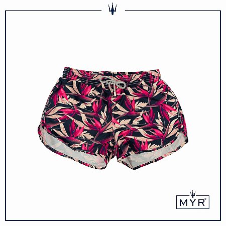 Short feminino - est. Folhagem Roxa