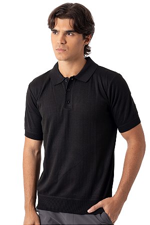 POLO TRICOT BOTAO MYR PRETA