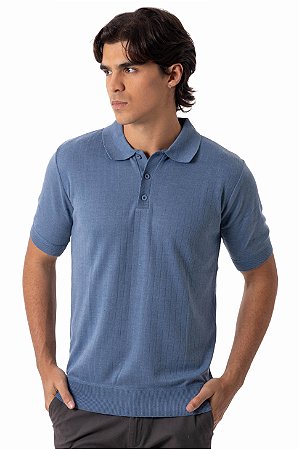 POLO TRICOT BOTAO MYR AZUL