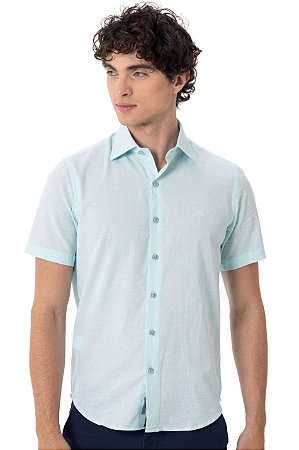 CAMISA LINHO MANGA CURTA MYR VERDE ACQUA
