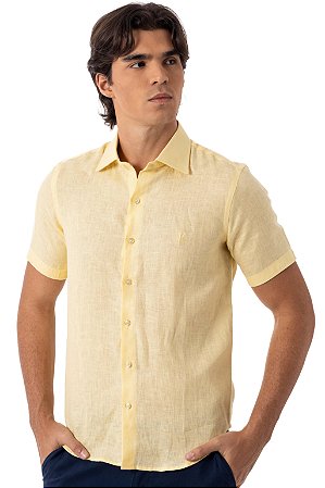 CAMISA LINHO MANGA CURTA MYR PREMIUM AMARELA