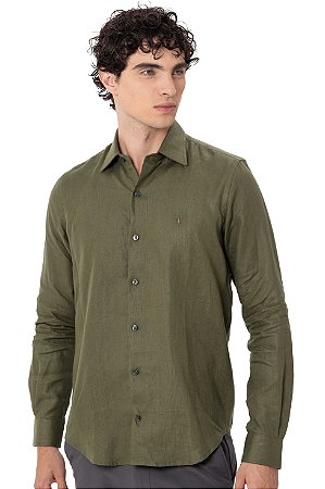 CAMISA LINHO MANGA LONGA MYR VERDE JUNGLE PREMIUM