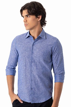 CAMISA LINHO MANGA LONGA MYR AZUL COBALTO
