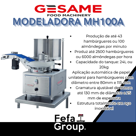 Máquina de hambúrguer modelo MH100A