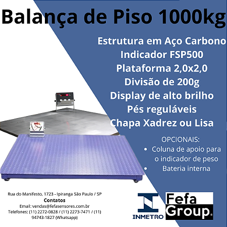 Balança de Piso 2,0x2,0 1000kg