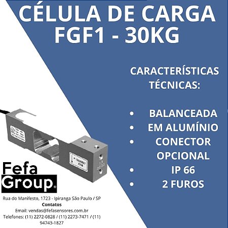 Célula de Carga Modelo FGF1 Capacidade 30kg