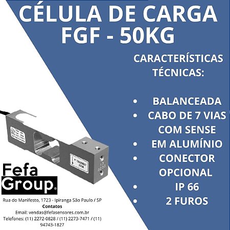Célula de Carga Modelo FGF1 Capacidade 50kg