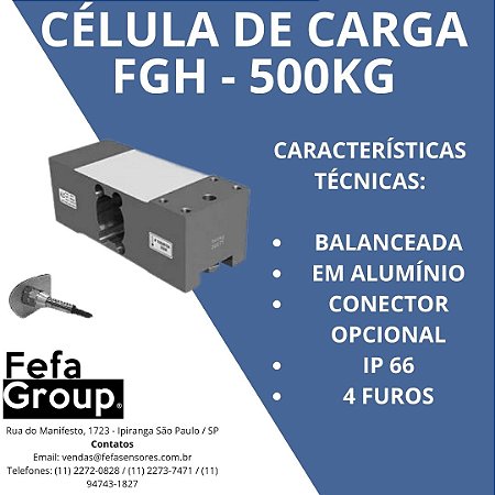 Célula de Carga Modelo FGH Capacidade 500kg