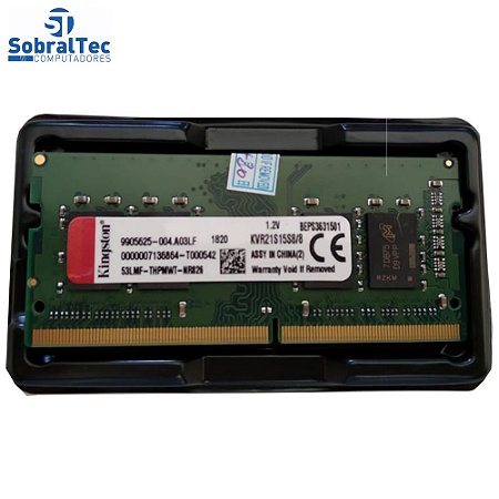 Memoria Ram Notebook 8Gb Ddr4 2133MHz KVR21S15S8/8 Kingston
