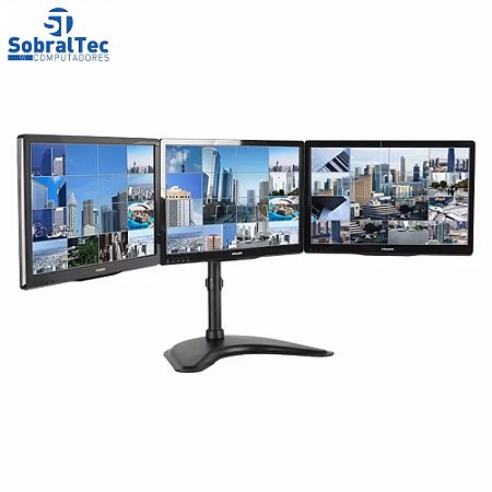 Suporte Triplo de Mesa Para 3 Monitores Gamer Xfx Reg. Altura T1236n - Elg