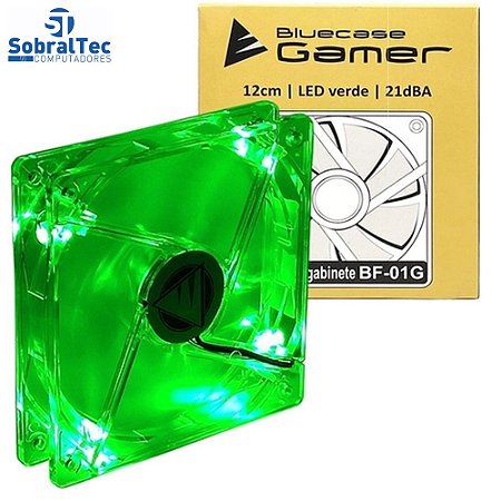Cooler Fan Bluecase 120mm LED Verde Transparente - BF-01G
