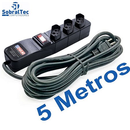 Protetor Eletrico Rearme Premium 3 Tomadas Com Cabo de 5 Metros - Emplac