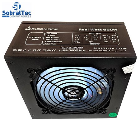 Fonte Gamer ATX Rise Mode Atomic 600W Real RM FE 04 AT