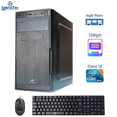 Computador Core i3-3240 HD SSD 128GB Memória Ram 4GB Gabinete C3Tec Com Teclado e Mouse