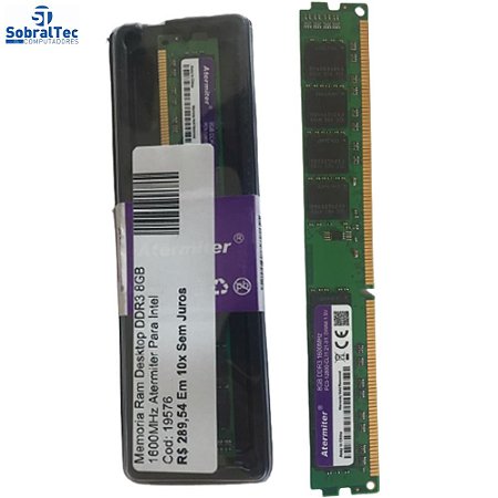 Memoria Ram Desktop DDR3 8GB 1600MHz Atermiter  Para Intel