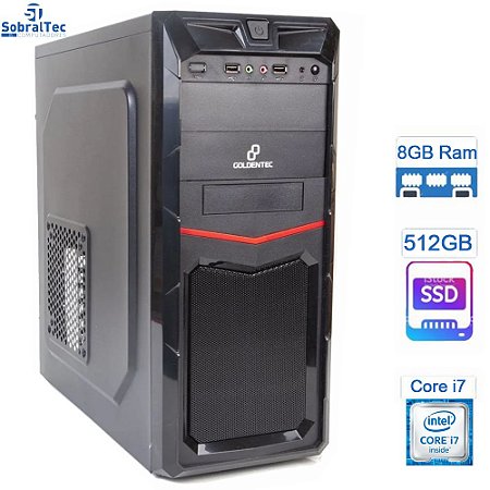 Computador Core i7 - HD SSD 512GB- Memória Ram 8GB- 600W- Windows 10
