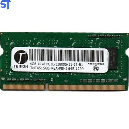Memória Ram Notebook  Ddr3 4GB Pc3l-12800s-11-13-b1  1rx8 Teikon