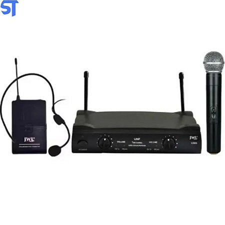Microfone Sem Fio JWL Duplo UHF Bastão/Headset (Anatel) - SobralTech
