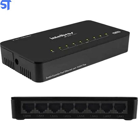 Switch Intelbras 8 Portas Fast Ethernet Poe Passivo 12-24V Com VLAN Fixa 10/100 Mbps -SF 800 VLAN Ultra- Anti Surto