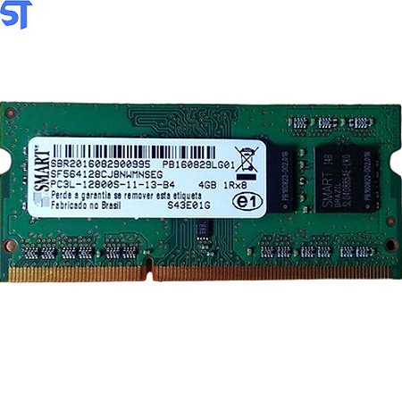 Memória Notebook 4 Gb Ddr3 Smart PC3L-12800S-11-13-B4