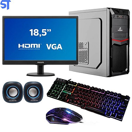 Computador Gamer Core i5 - HD SSD 256GB -Memória 8GB - Fonte Real 500W-Com Monitor 18,5- Teclado Mouse - Mousepad e Som