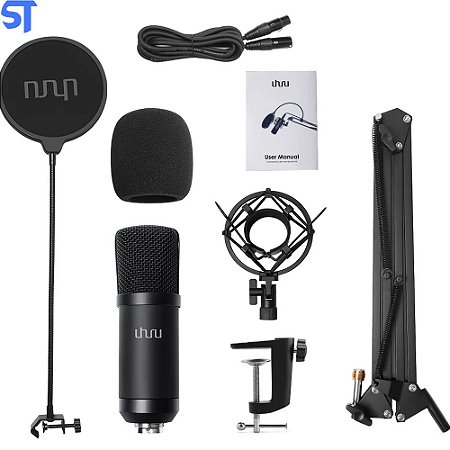 Microfone Condensador Uhuru Xlr, Profissional, Para Estúdio, Kit De Podcasts, Transmissões E Gravações De Youtube