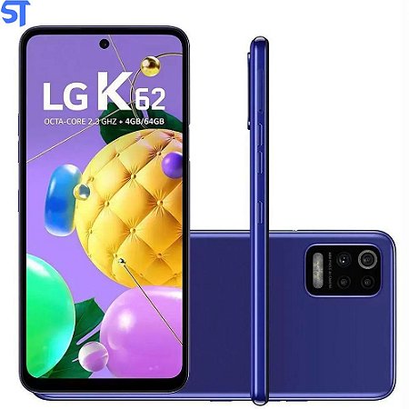 Smartphone LG K62 64GB Azul 4G Processador Octa-Core 4GB RAM Tela 6,59 Camera Quádrupla + Selfie 13MP Android Dual Chip