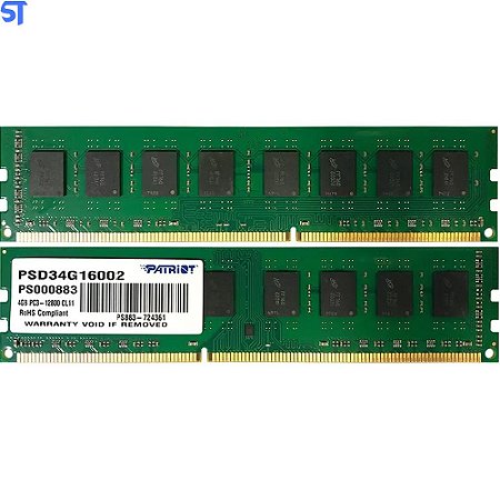 Memória RAM Patriot 4GB  DDR3 -1600mhz / 1x4GB - (PSD34G16002 SL)