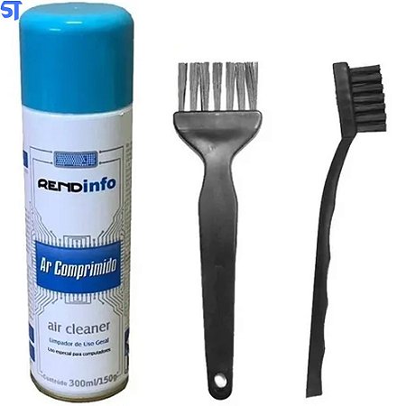 Kit  Ar Comprimido Spray Remove Poeira E Pincel Escova