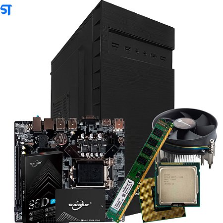 Kit Para Montagem de Computador- Gabinete Com Fonte- Placa Mãe-Processador Core i3 2100- Memória Ram 4GB- HD SSD 120GB