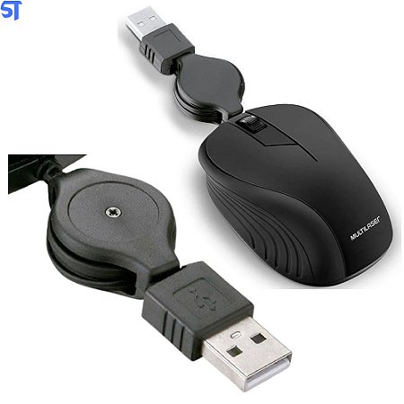 Mouse Retrátil Emborrachado Preto Usb - MO231