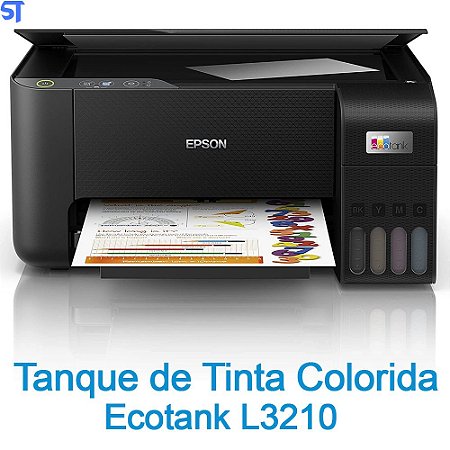 Impressora Multifuncional Epson Ecotank L3210 - Tanque de Tinta Colorida USB