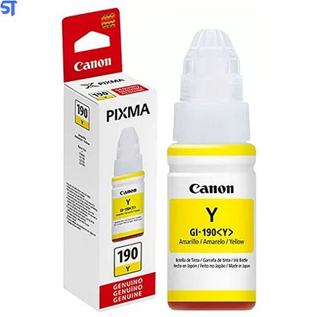 Garrafa de Tinta Canon GI 190Y Amarela 7.000 Paginas para G1100 G1110 G2100 G2110 G3100 G3102 G3110 G3111 G4100 G4110