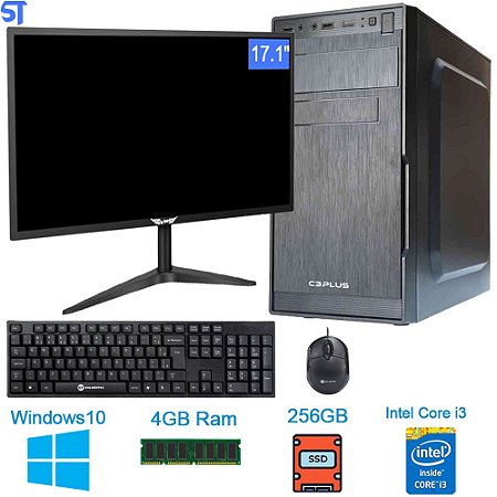 Computador Core i3-2100-HD SSD 256GB -Memória Ram 4GB- Com Monitor de 17 Polegadas- Teclado e Mouse