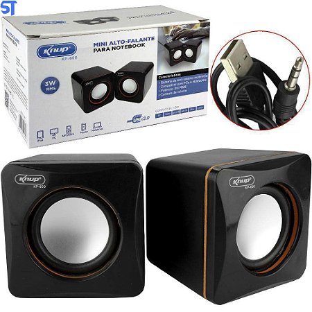 Mini Caixa de Som Para Notebook, PC, Knup KP-600, USB 2.0, Pequena, 3W-RMS