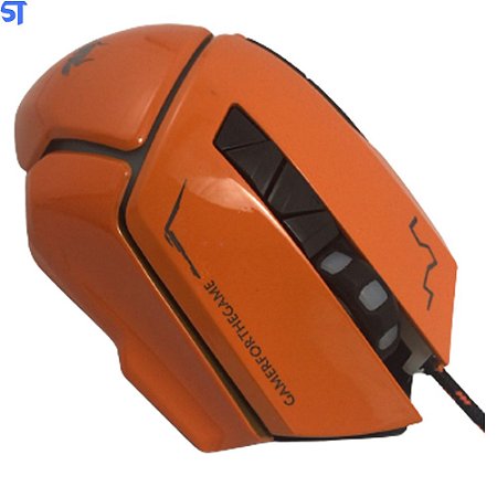 Mouse Gamer USB 2400 DPI LED 7 Botões Knup KP-MU012- Laranja