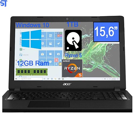 Notebook Acer Aspire 3 A315-42-R1B0 AMD Ryzen 5, Memória 12GB ,HD 1TB Tela 15,6 Win10