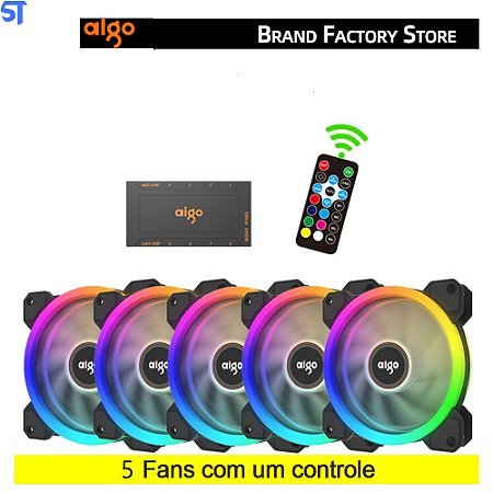 Cooler Fan RGB Gamer Aigo DR12 RGB - 5 em 1 Com Controle