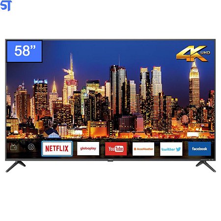 Smart TV LED 58" UHD 4K Philco PTV58F80SNS com Netflix, Dolby Audio, Wi-fi, HDR, Processador Quad-Core, Entradas HDMI