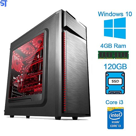 Computador Core I3-10105 3.7GHz, Memoria DDR4 4GB 2666MHz, SSD Kingston 120GB - Windows 10
