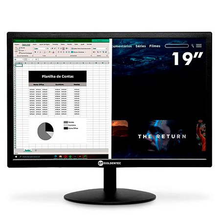 Monitor LED HD 19" Goldentec HDMI / VGA - Preto 46189 Resolução HD 1440 X 900P