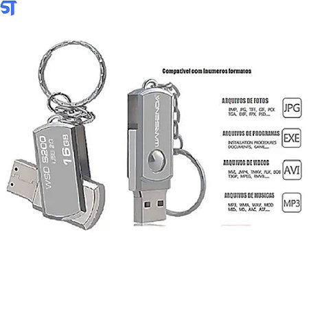 Pen Drive 16Gb Usb 3.0 Design Em Metal Plug And Play Prata - Wansenda