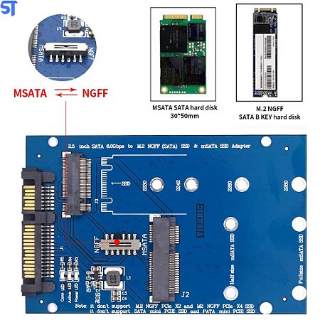 Adaptador de SSD M.2 NGFF Para Sata 6,0Gbs de 2,5 Azul