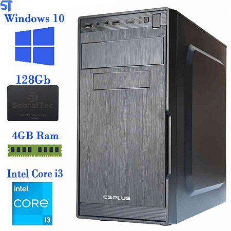 Computador Core i3-2130- HD SSD 128GB- Memória 4GB Ys- Gab MT V23V2BK- Windows 10- Sobraltech