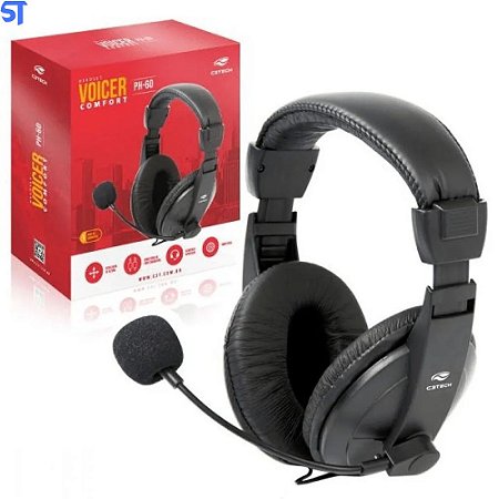 Fone de Ouvido Headset Voicer Confort PH-60BK Com Microfone -C3Tech Preto