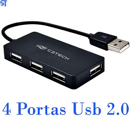 Hub USB Com 4 Portas USB 2.0  HU-220BK, Preto C3Tech