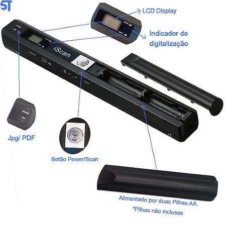 Scan Portátil A4 JPG/PDF DPI 900 Entrada Para Cartão Micro Sd Até 32Gb Tipo V3- Exbom