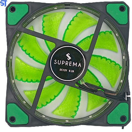 Cooler Fan Gamer 15 Led 120mm Verde Suprema - F003